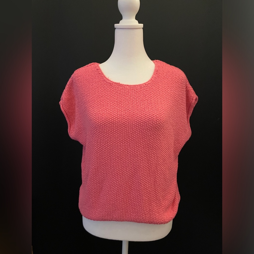 Jessica Simpson Short Sleeve Knit Sweater Women’s Medium Pink 80s Preppy retro